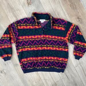 Vintage M.J. Carroll Geometric Fleece Pull Over Women's Size Large